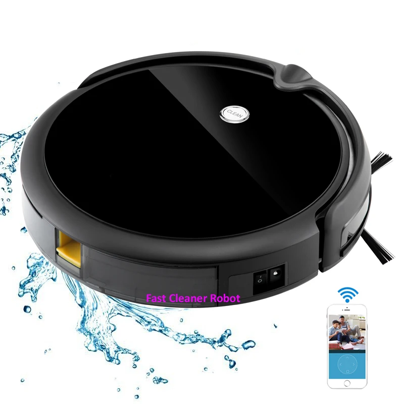 2019 NEWEST Wet And Dry WIFI APP Robot Vacuum Cleaner Camera Monitor,Map Navigation,Smart Memory,Video Call,350ML Water Tank