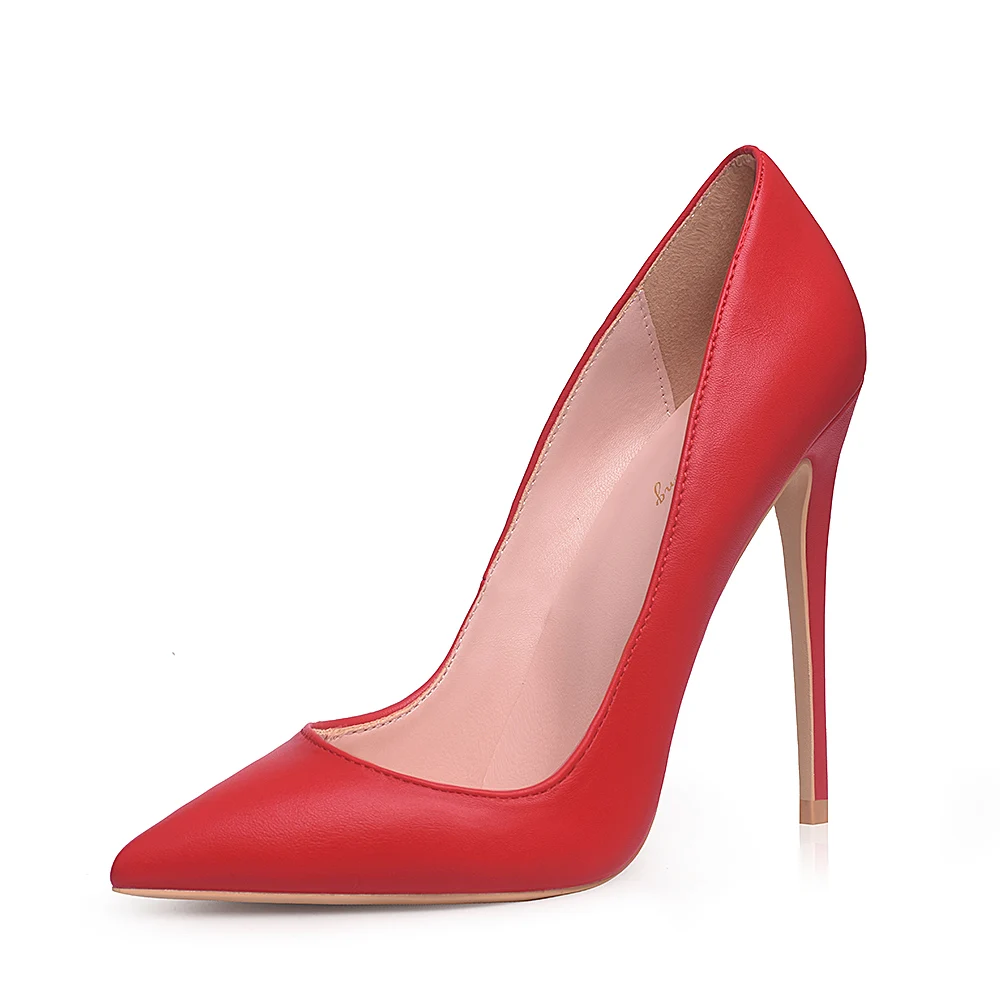 GENSHUO Sexy Nude Heels Pumps For Women 12CM High Heels Shoes Woman Stiletto Pointed Toe Women's Shoes Sexy Party Wedding Shoes
