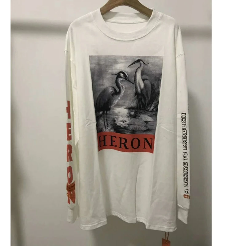 Streetwear Heron Preston T Shirt Environmentalist Crane Red crowned HP T shirt CTNNB Embroidery