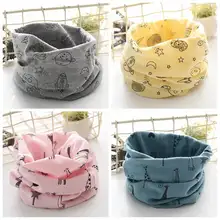 Милый мультяшный шарф, хлопковый детский шарф, принт с космическим кораблем, круглые шарфы для девочек и мальчиков, весенне-зимний теплый снуд