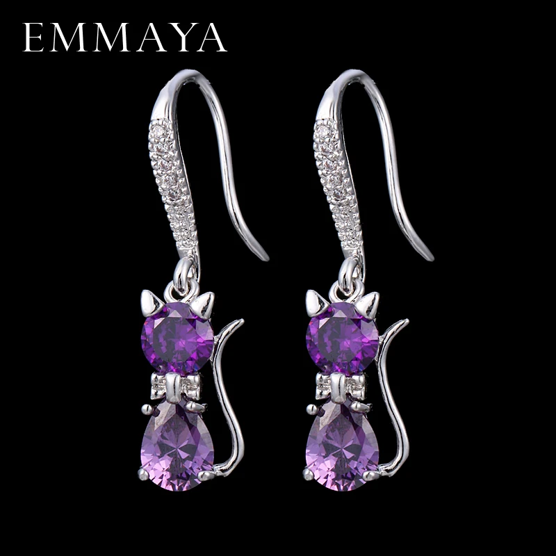 EMMAYA милый кот CZ маленькая петля Huggies U форма серьги для детей маленьких девочек детей Кристалл ювелирные изделия
