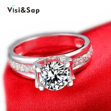 Visisap Hollow Wedding Rings engagement white gold color wholesale jewelry for women shinecubic zirconia VSR066