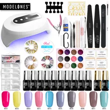 Modelones 37 шт./компл. 36 Вт светодиодные УФ-лампы для ногтей гель Полировочный для ногтей, маникюрный набор Температура лак для ногтей Гель-лак базовый топовое покрытие для ногтей Инструменты Наборы