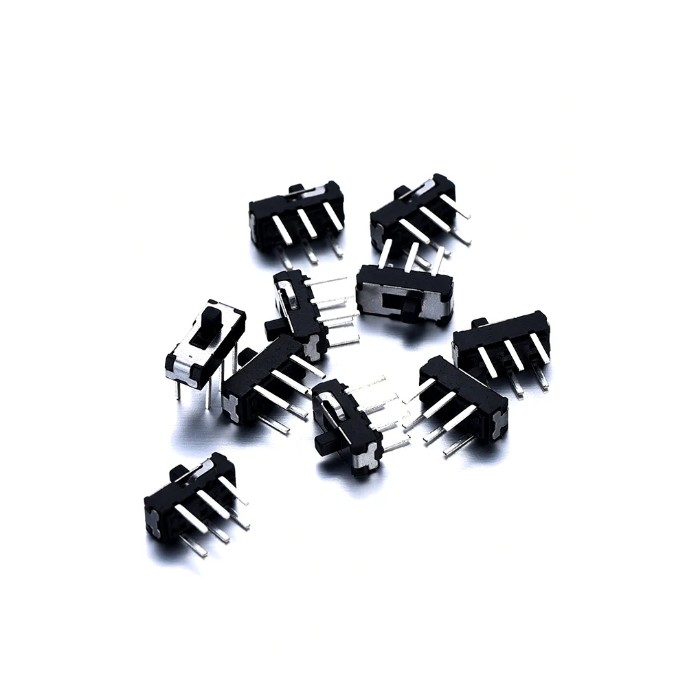 

10pcs On/Off/On DPDT 2P2T 6 Pin Toggle Vertical DIP Slide Switch for PCB Mount