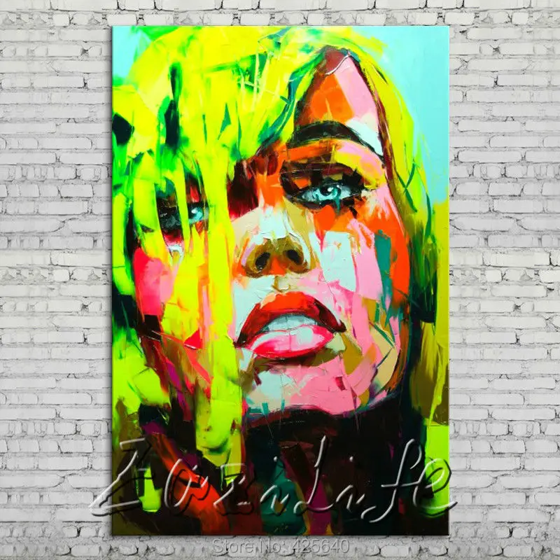 

Palette knife portrait Face Oil painting Character figure canvas Hand painted Francoise Nielly wall Art picture 13