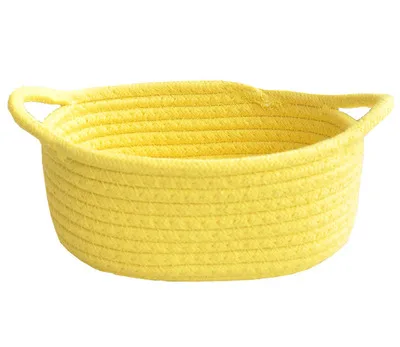 yellow Хлопковая веревка грязная одежда корзина для хранения белья с органайзер для бала для детей игрушка снек журнал детская корзина аксессуары для дома - Цвет: yellow