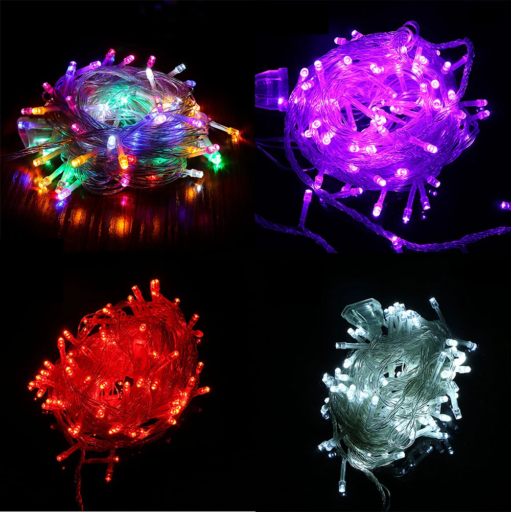 10m 20m 30m 50m Fada Luz Led String Férias Decoração do Casamento do Natal Ac220v à Prova d' Água ao ar Livre do Pátio Guirlanda de Luz 8 Fios de LED