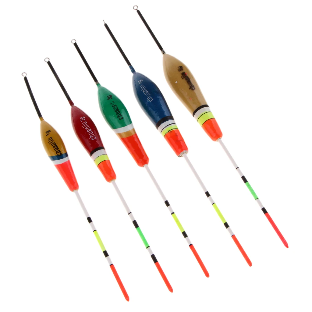 5pcs Surface Carp Pike Fishing Float Set Vertical Buoy Ice Floating Floats Bobbers Mixed 2g-5g