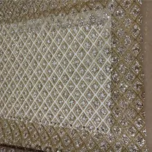 Золотая и розовая Золотая африканская кружевная ткань в нигерийском стиле французская Тюлевая ткань Высококачественная блестящая кружевная ткань с блестками YG-713