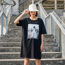 Moda jihan новые женские длинные футболки хлопковые футболки с коротким рукавом женские шикарные повседневные топы с принтом Новинка летние крутые футболки уличные