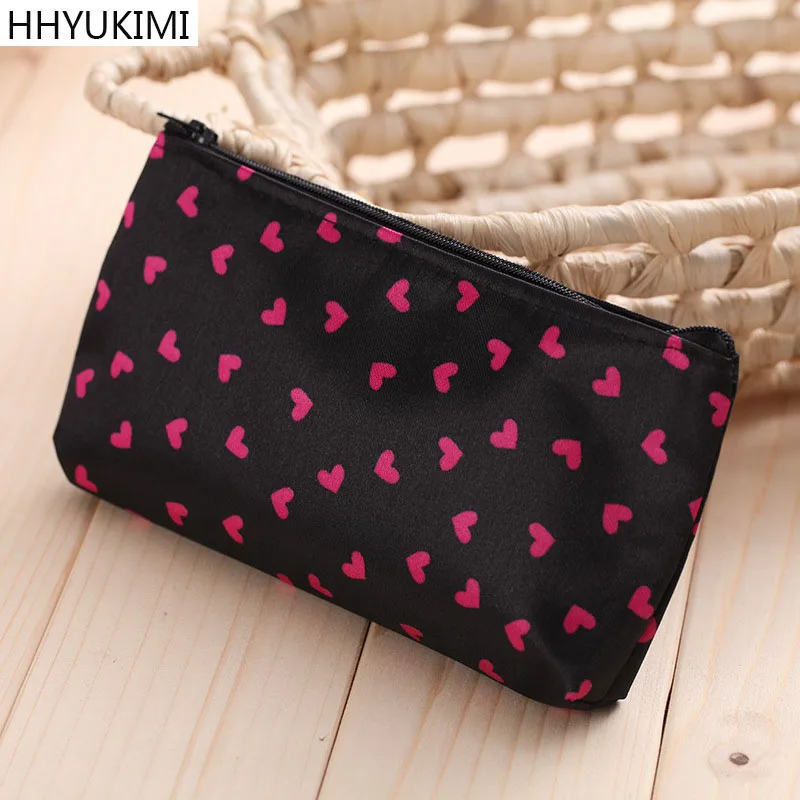 HHYUKIMI Satin waterproof Love Small Makeup Bag Beautician Travel Cosmetic Bag Women Storage ...