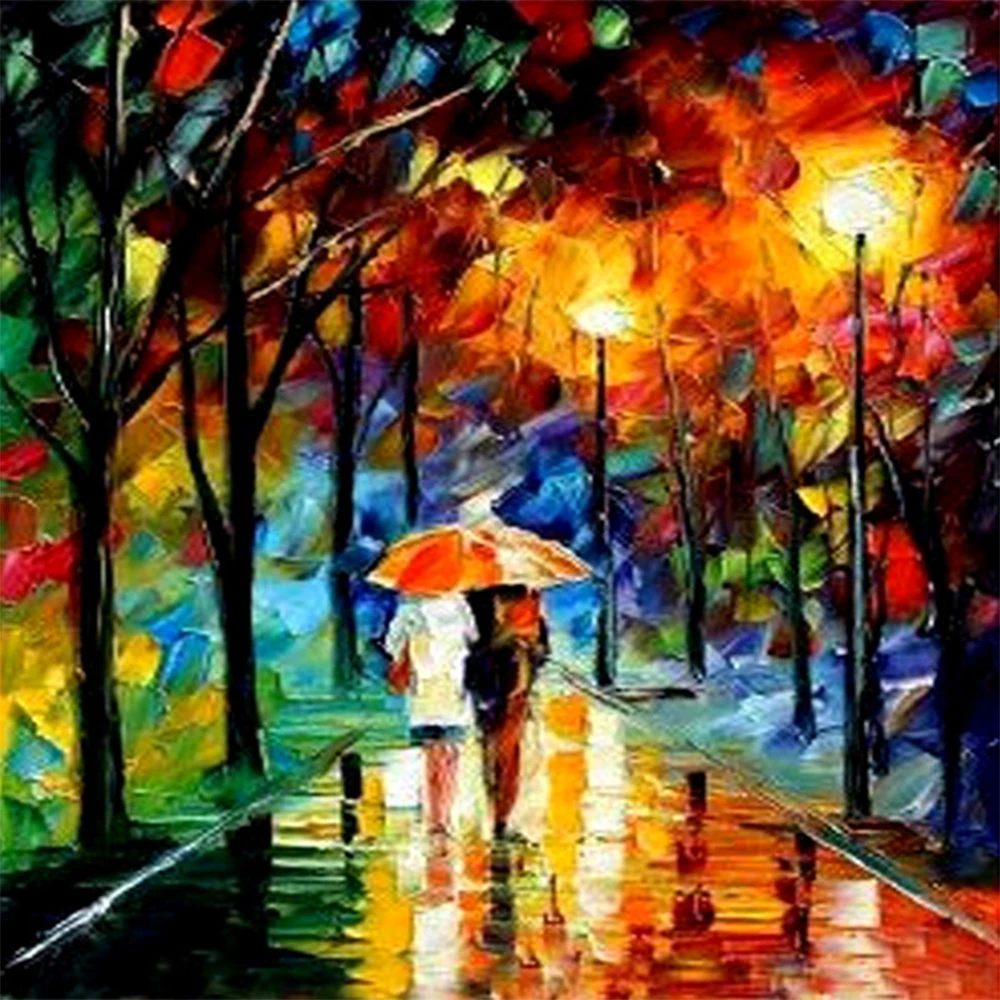 

LI LOYE Diamond painting cross stitch oils in the rain 5D embroidery Needlework Round drill full mosaic painting decor art RT702