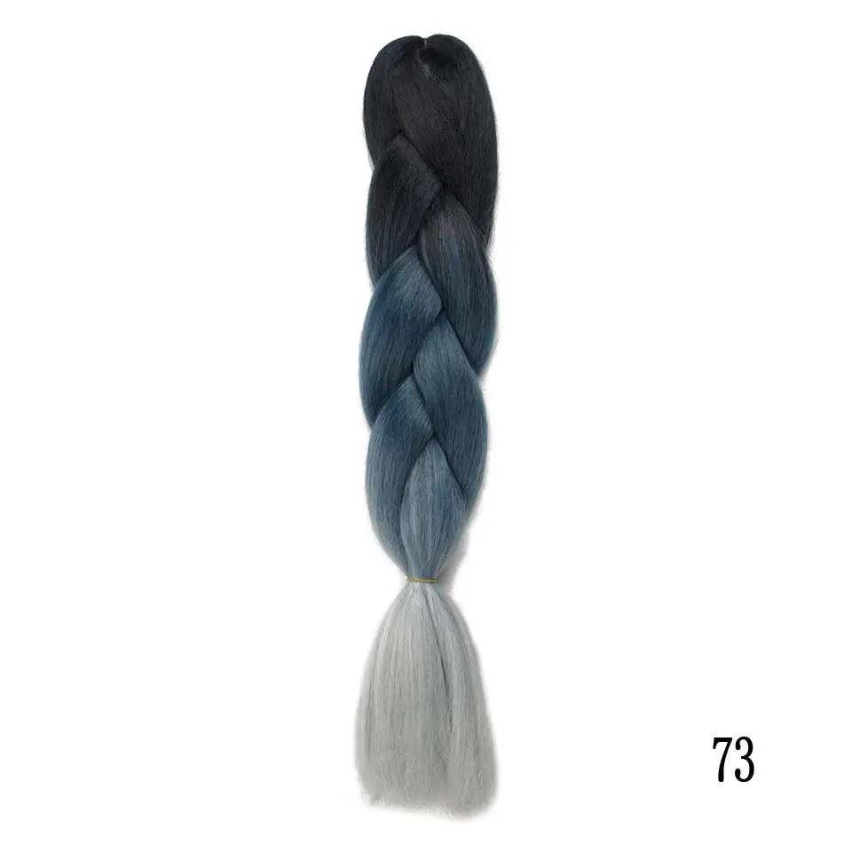 Шелковистые пряди, 24 дюйма, 100 г, Омбре, синтетические плетеные волосы для наращивания, для вязания крючком, косички, огромные косички, два тона, Омбре, цвет - Цвет: 73