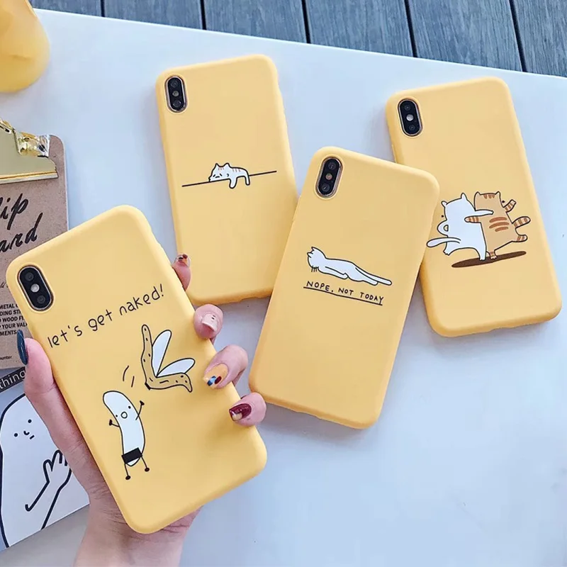 

Cartoon Finger Funny Banana cat phone Case For iPhone X 7 8 XR XS Max Animals For iPhone 6 6s Plus Cases Soft TPU Back Cover