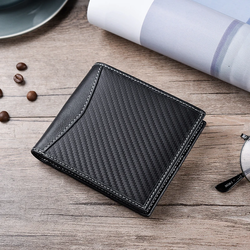 JINBAOLAI, мужской кошелек из углеродного волокна, кожаный бумажник с защитой от магнитных магнитов, кожаный бумажник, мульти-карта, RFID, мужской кошелек