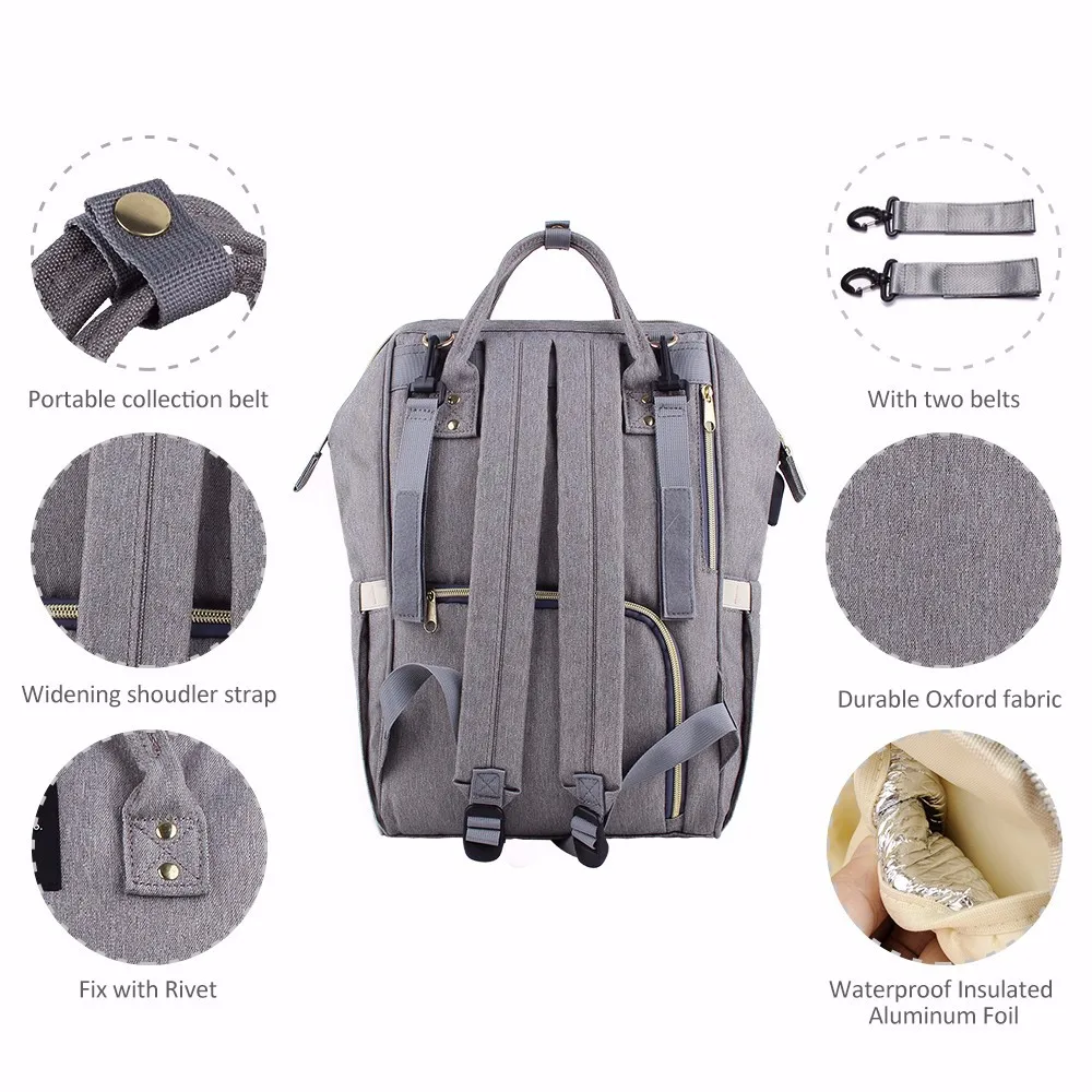 Большая вместительная сумка-рюкзак для подгузников, водонепроницаемая сумка для беременных, детские сумки-дипаеры с интерфейсом USB, дорожная сумка для коляски
