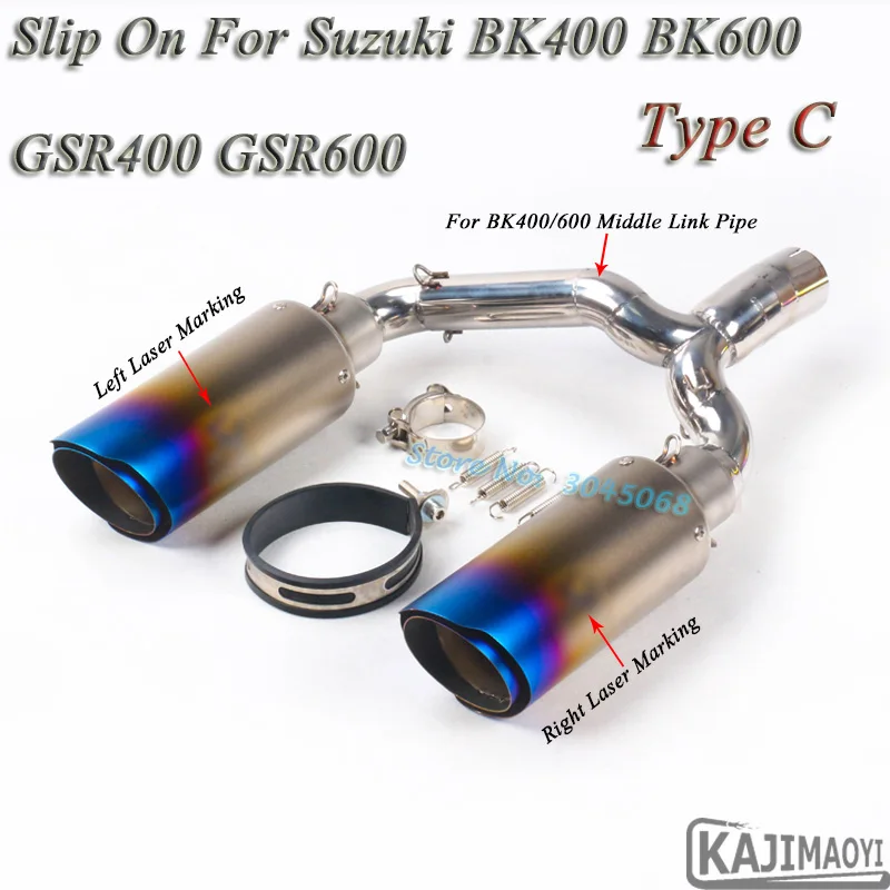 BK400 de Escape de la motocicleta escapar modificado moto láser silenciador medio enlace de deslizamiento para Suzuki GSR400 GSR600 BK600 400CC