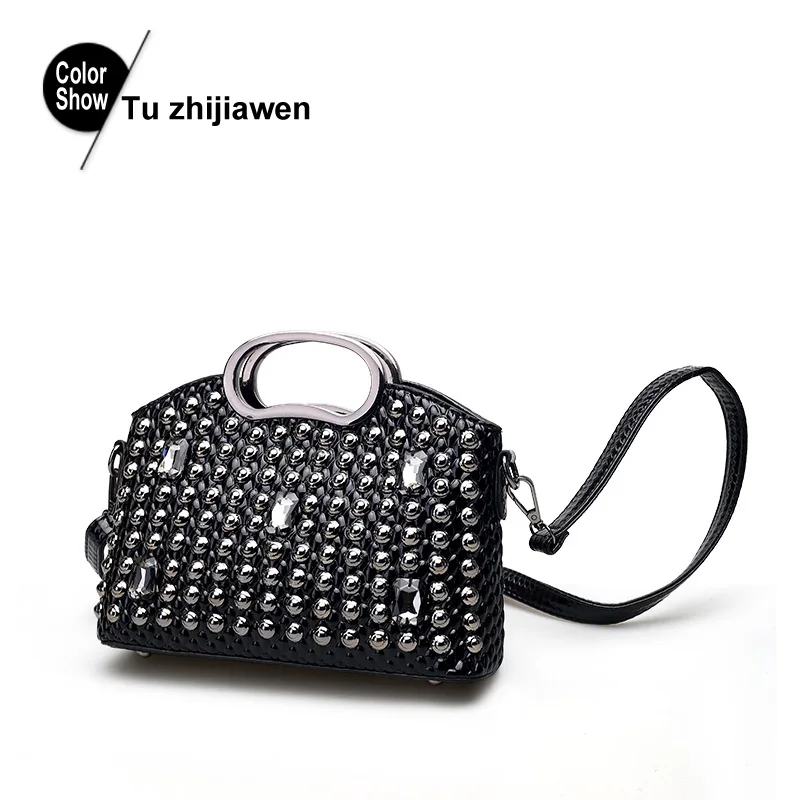 RoyaDong новые модные черные женские сумки с заклепками роскошная сумка на плечо с металлической ручкой женские сумки-мессенджеры дизайнерские сумки через плечо - Цвет: tu zhijiawen