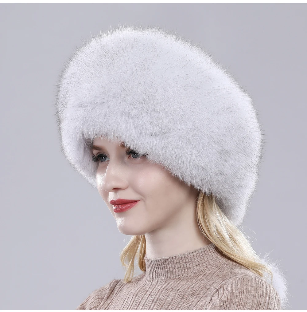 New Style Fashin Girl Genuine Fox Fur Hat Warm Soft Natural Fox Fur Bomber Caps Lady Luxurious Quality Real Fox Fur Hats