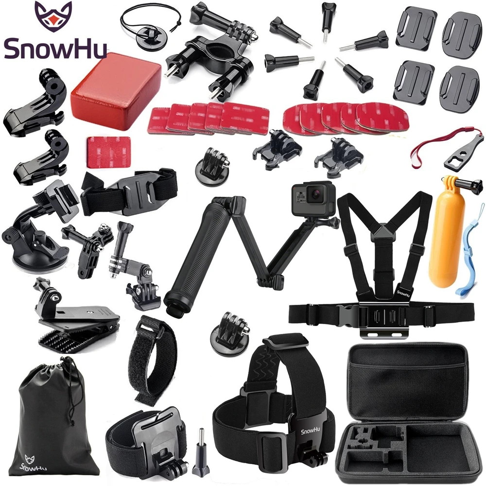 Online SnowHu para Gopro accesorios para ir pro hero 8 7 6 5 4 3 kit de 3 selfie palo para Eken h8r xiaomi para yi 4K EVA GS02
