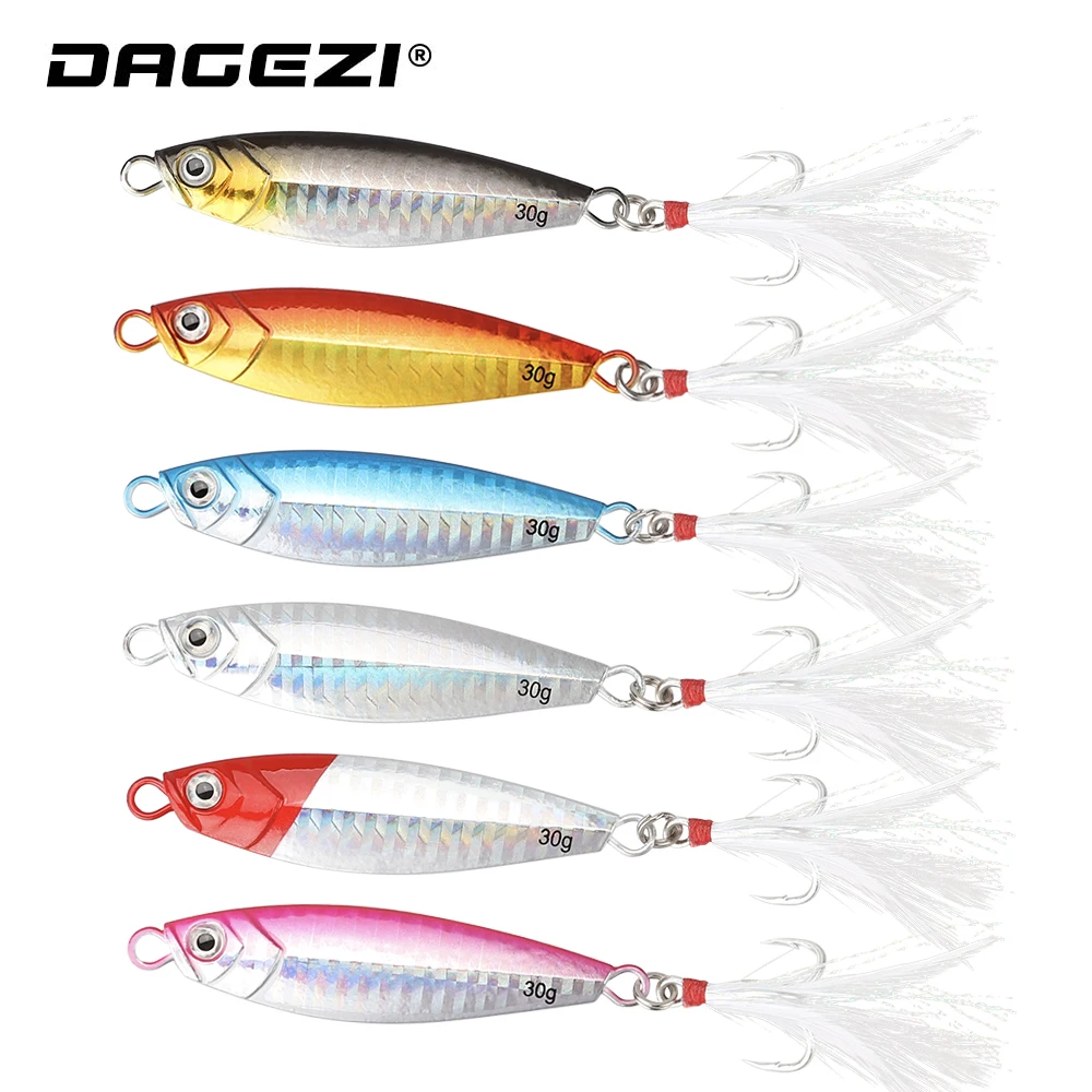 

DAGEZI 6 шт./лот металлическая блесна, жесткая приманка 10 г/20 г/30 г, морская рыболовная приманка, Тонущая приманка для ловли карпа, блесна для троллинга
