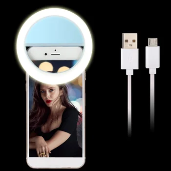 

Quevinal 100 X Rechargeable USB Portable Selfie Flash LED phone Circle Ring Light for iPhone 6s 7 7Plus Samsung xiaomi huawei On