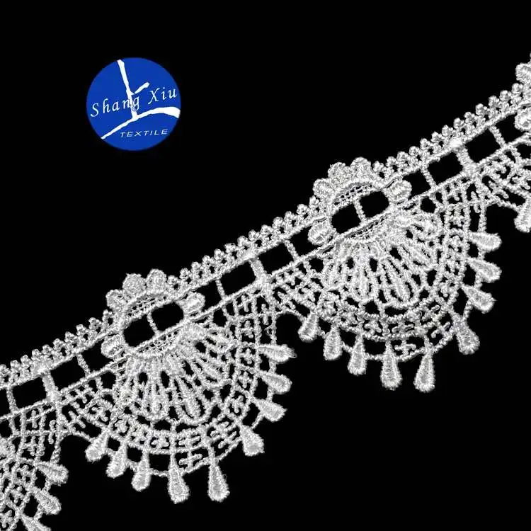 15Yards White Embroidered Lace Edge Trim Ribbon Drop Appliques DIY Sewing Crochet Fabric Edging