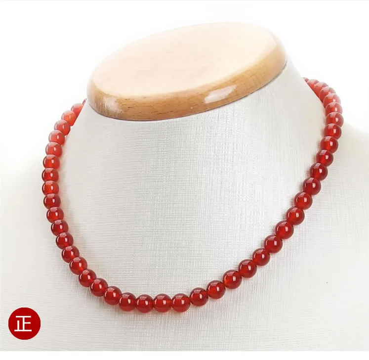 Hand knotted women's 10mm red stone necklace 18" fashion jewelry in