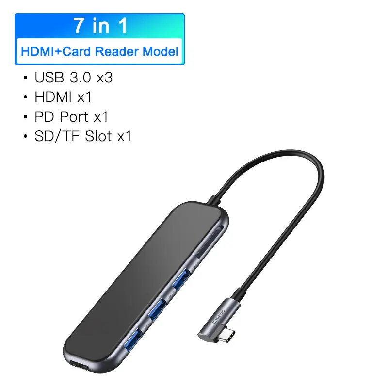 Baseus мульти концентратор USB Type C до 3,0 HDMI RJ45 usb-хаб для MacBook Pro USB C концентратор для iWatch беспроводной зарядный адаптер USB разветвитель - Цвет: HDMI SD TF Model