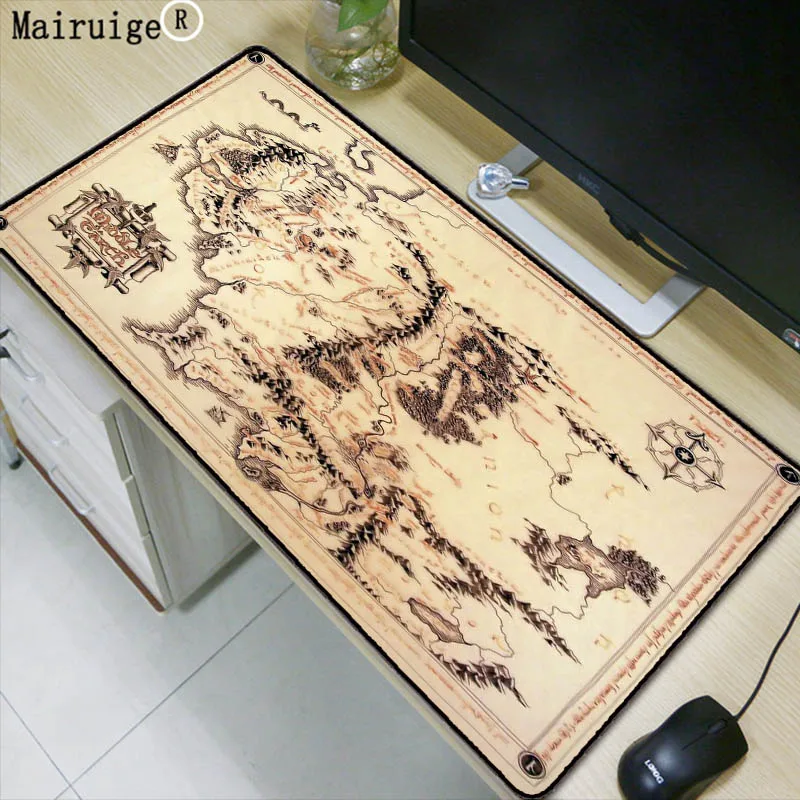 Mairuige The Lord of The Rings Map Large Lock Edge Mouse Pad Play Mats