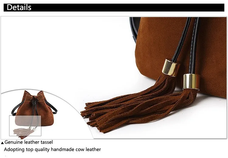 Женская сумка-мешок из замши и воловьей кожи в винтажном стиле