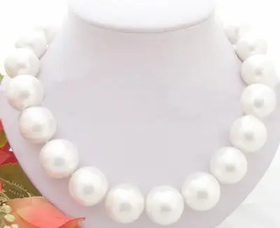

FREE SHIPPING>>>@@ > HUGE 17" 20MM WHITE SOUTH SEA SHELL PEARL NECKLACE AAA style Fine Noble real Natural &