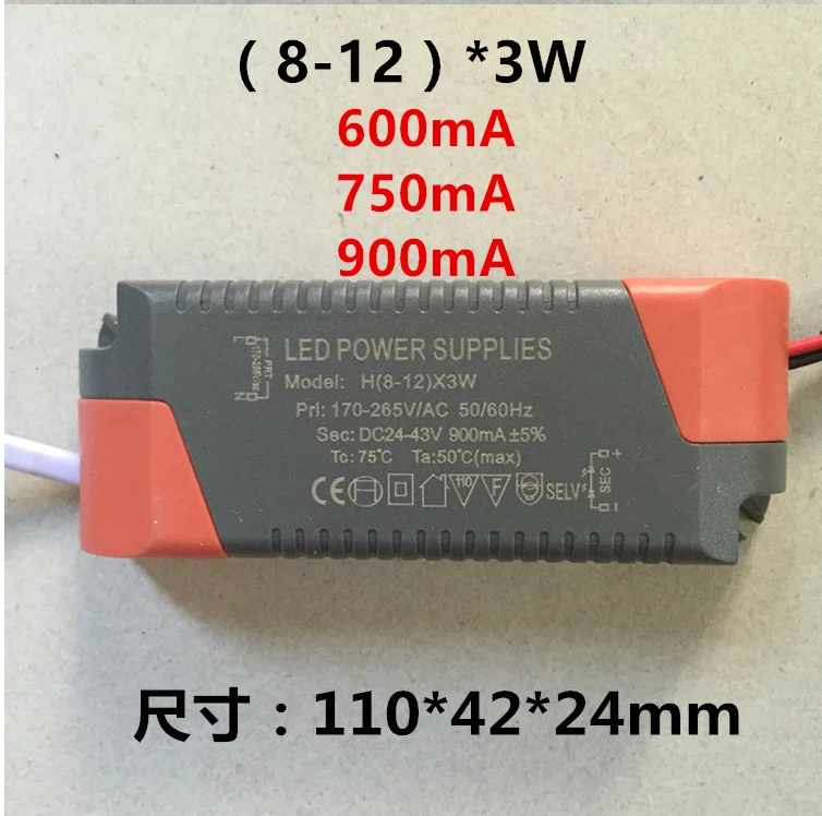 

LED driver AC 120- 265V 900mA ( 8 - 12 )*3W Power Supply Transformer Ballast for Canister Celling Light Spotlight LED