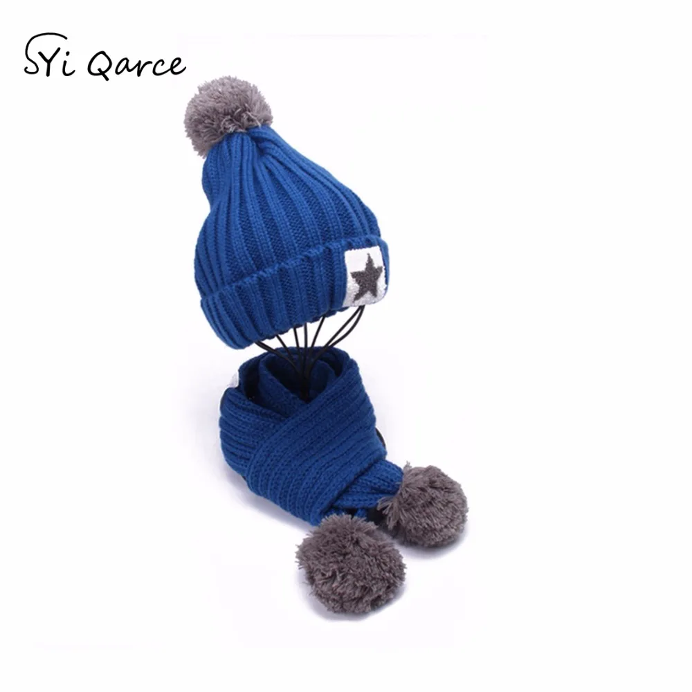 

SYi Qarce 2Pcs Children Winter Warm Knitted Hat with Scarf Set Best Christmas Gift for 3-12 Years Old Girls Boys Student NT062-8
