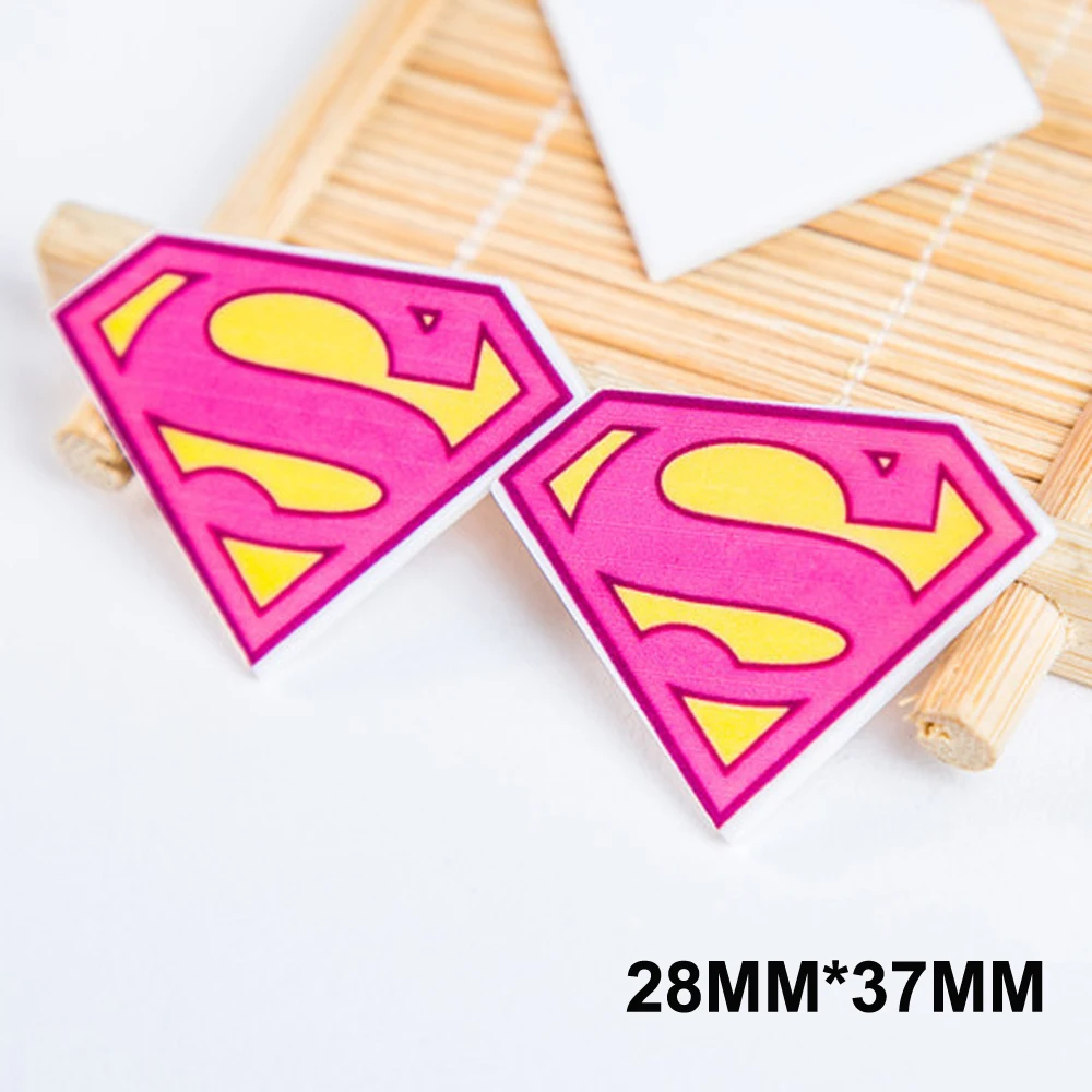 

50pcs/lot 28*37MM Cartoon Super Man Resin Flatback Pink Color Planar Resin Cabochon DIY Craft Resinas Planas De Personajes FR095