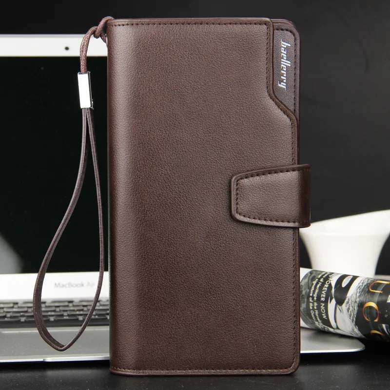 

Men's Wallet Baellerry Business Casual Style Leather Zipper Large Capacity Long Clutch Wallet Male Solid Card Holder Soft Purse