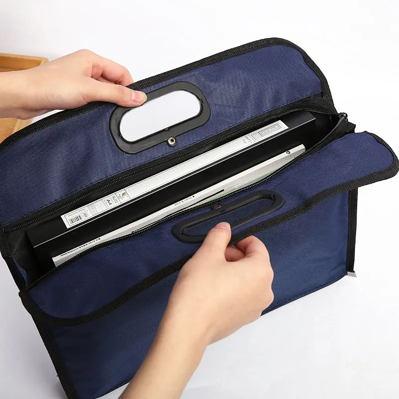 

DELVTCH 2PCS/Set Waterproof Oxford A4 Paper Document File Bag Large Office Meeting School Stationery Storage Handbag Organizer