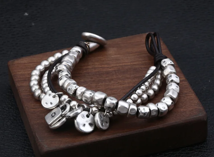 3D 999 женский браслет из стерлингового серебра 925 пробы плетеный браслет Винтажный серебряный женский браслет