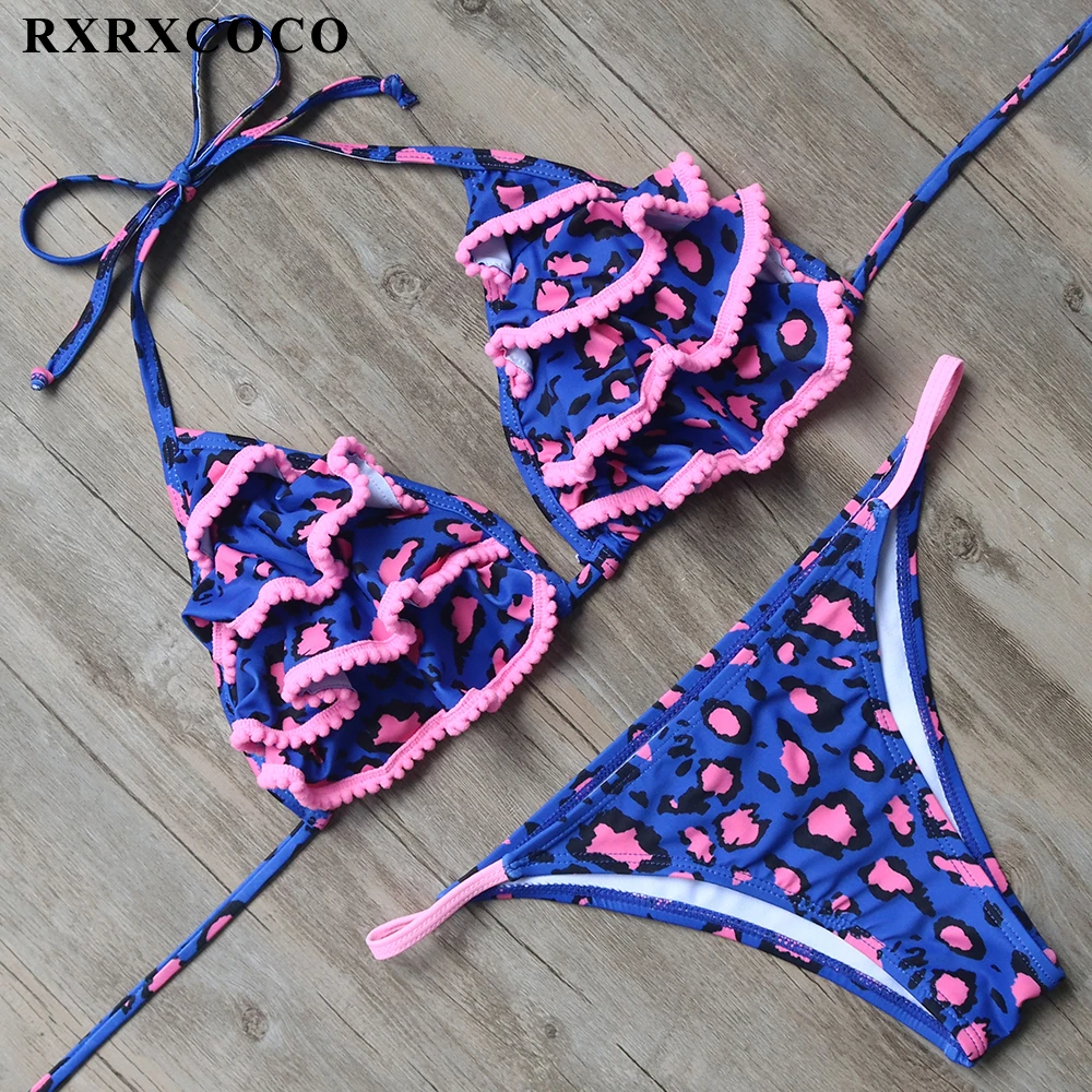 

RXRXCOCO Brand Bikini 2018 New Sexy Wave Pattern Design Swimwea Women Bikini Set Summer Bathing Suit Bikini Set Bandage Swimsuit