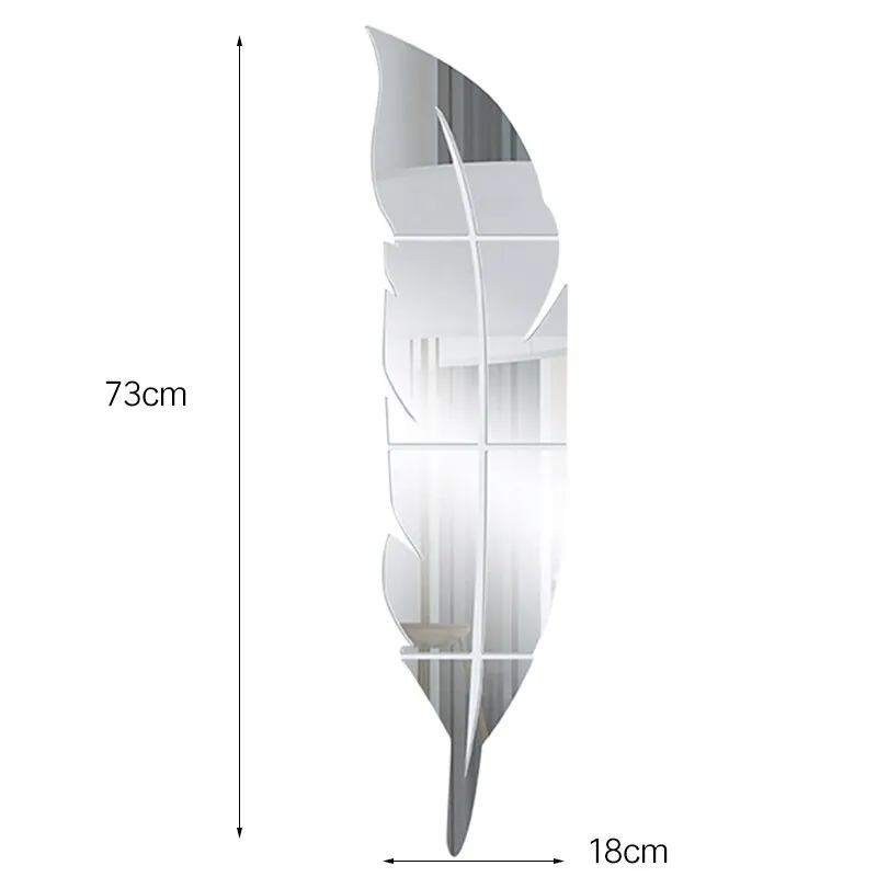 1 шт., зеркальные настенные наклейки в форме пера, 3D, сделай сам, украшение для дома, спальни, украшение для дома, пластиковая самоклеющаяся пленка, аксессуары 7