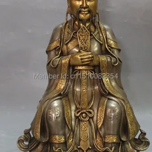 1" Клеймо Китай Фиолетовый Бронзовый 24 К Золота Чистого Серебра Богатство Сиденья Маммона Бог Статуя