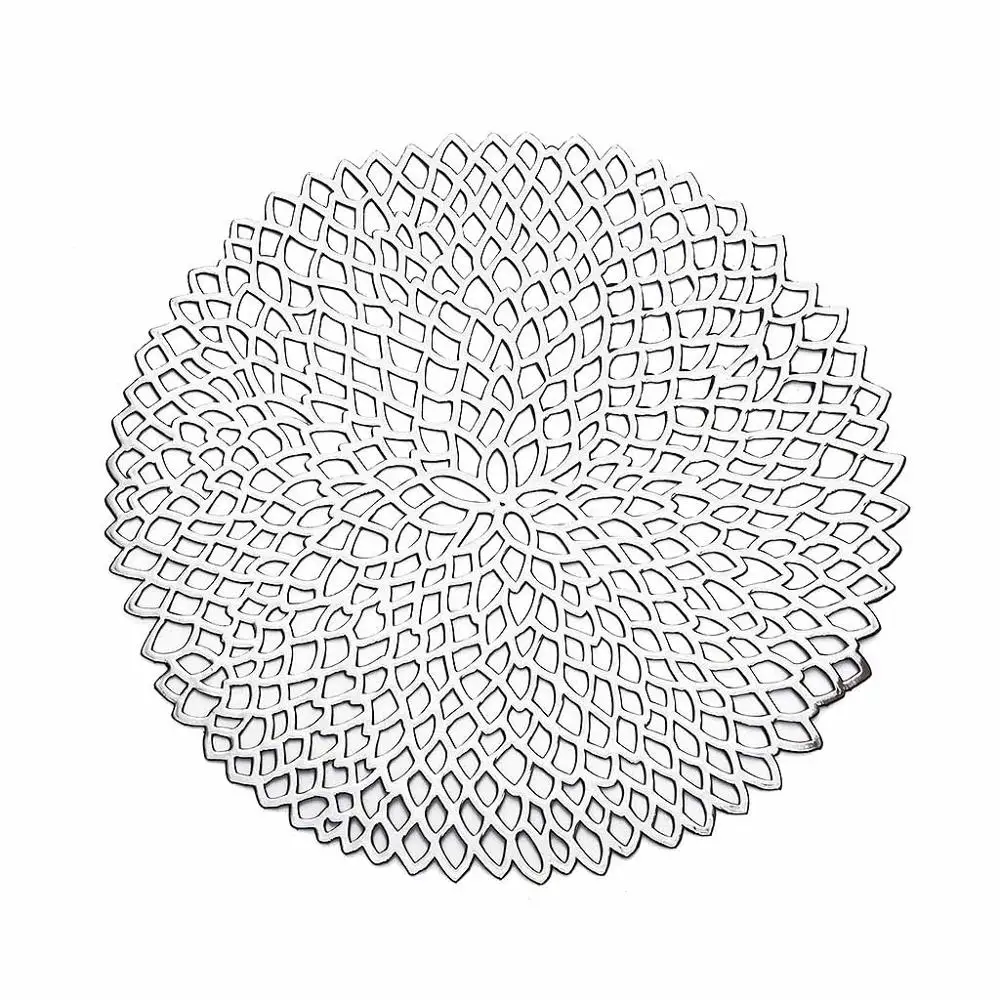 Креативные столовые приборы коврики подставки Лотос с выемками заколка салфетка под тарелку с лиственным рисунком моделирование завод ПВХ чашки Кофе настольные коврики для кухни домашний декор - Цвет: Silver Lotus