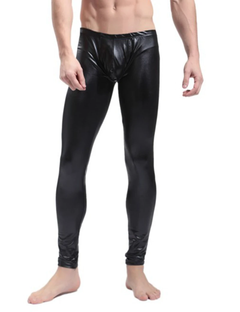 

S-XL High Quality Novelty Tight Faux PU Leather Pants Men Solid Slim Fit Skinny Men Trousers Nightclub Performance Clubwear