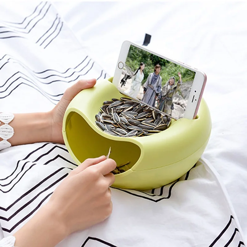

Creative Lazy Fruit Dish Snacks Nut Melon Seeds Bowl Double Layer Plastic Candy Plate Peels Shells Storage Tray Desk Home Decor