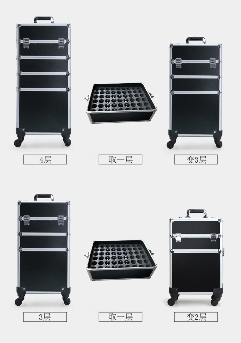 Женский многослойный Большой Вместительный косметический Чехол, сумка для татуировки на колесиках, чехол для макияжа, Многофункциональный чемодан на колесиках