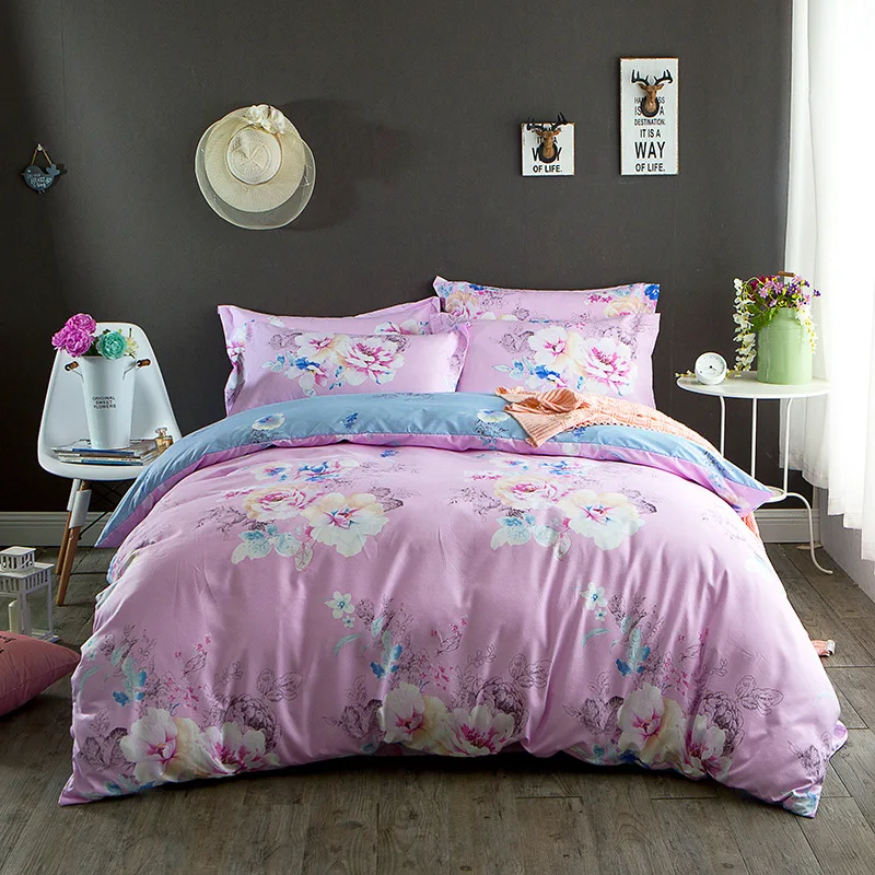 عالية الجودة القطن منقوشة طقم سرير زهرة غطاء لحاف غطاء سرير سادات نوم النسيج أغطية سرير الملكة الاطفال طقم سرير