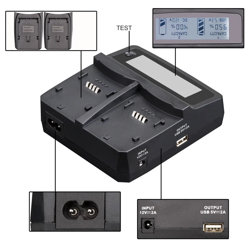 LVSUN Универсальный Камера Батарея двойной Зарядное устройство для sony NP F770 F750 F570 F550 F530 NP F970 F960 F950 F930 NP-F970 FM500H NP-FM500H