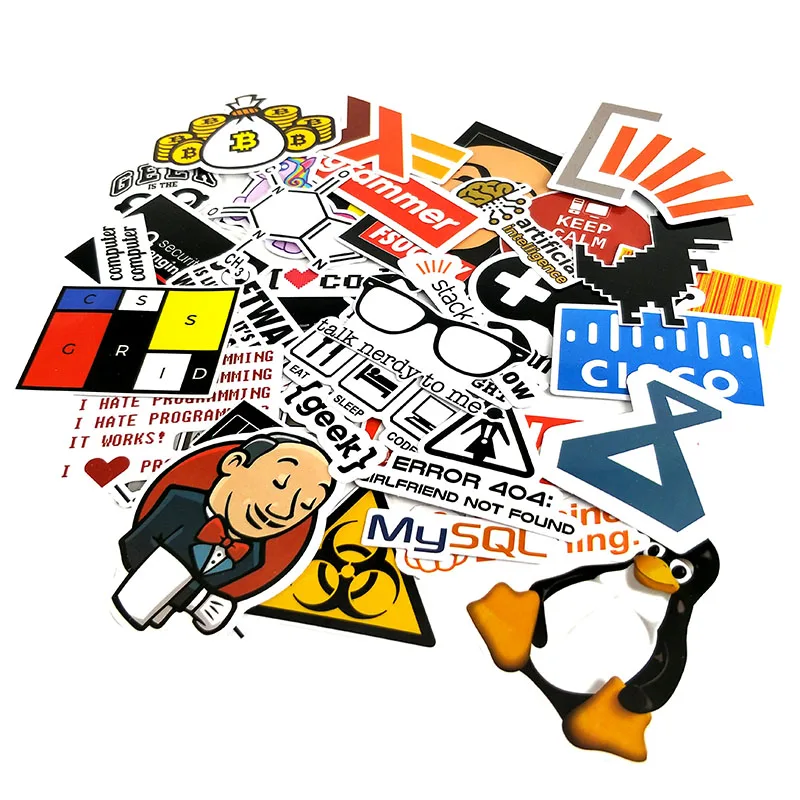 40Pcs Programming Stickers Java JS Php Docker Bitcoin Html Cloud Language APP Logo Funny Stickers For Laptop Car DIY Stickers