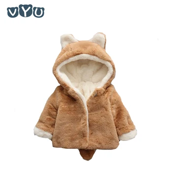 

VYU 1~6 Yrs Baby Boys&Girls Winter Coats 2020 Cotton Rabbit Toddlers Hooded Outwear With Velvet Thick Jacket Kids Warm Clothes