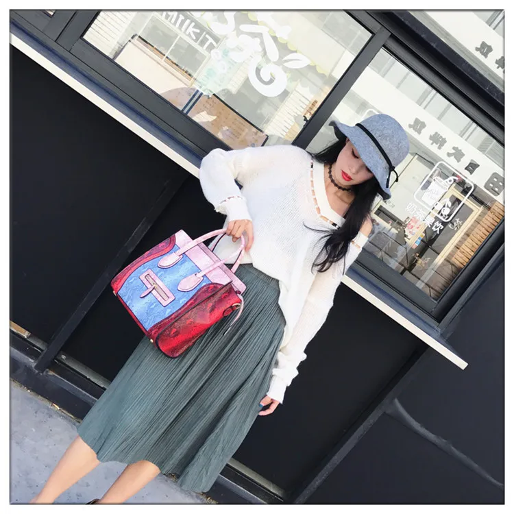 Leather Serpentine Handmade Luxury Patchwork Women Shoulder Bags Small Women Cross body bag snake skin women satchel bag (8)